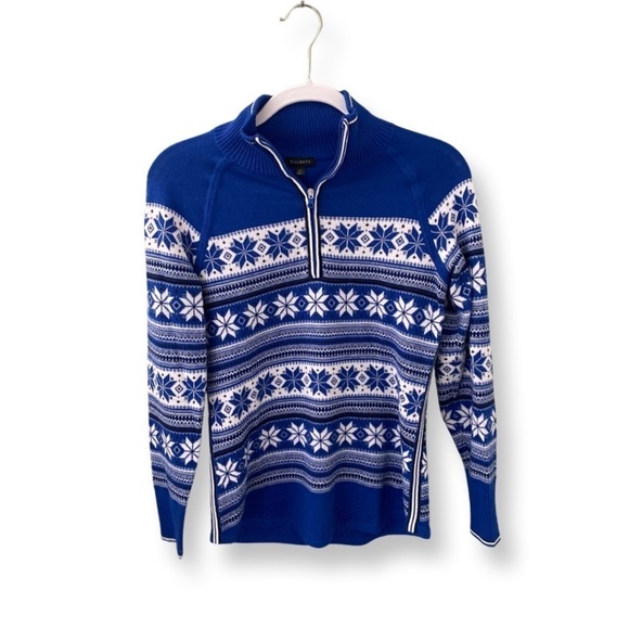 Talbots Sweaters - Talbots Quarter Zip Snowflake Sweater Size XS